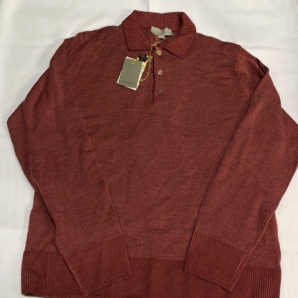BNWT CANALI Mens 100% Cashmere wool 3 Buttons Sweater Dark Red 50 US 40 Medium - Picture 2 of 8